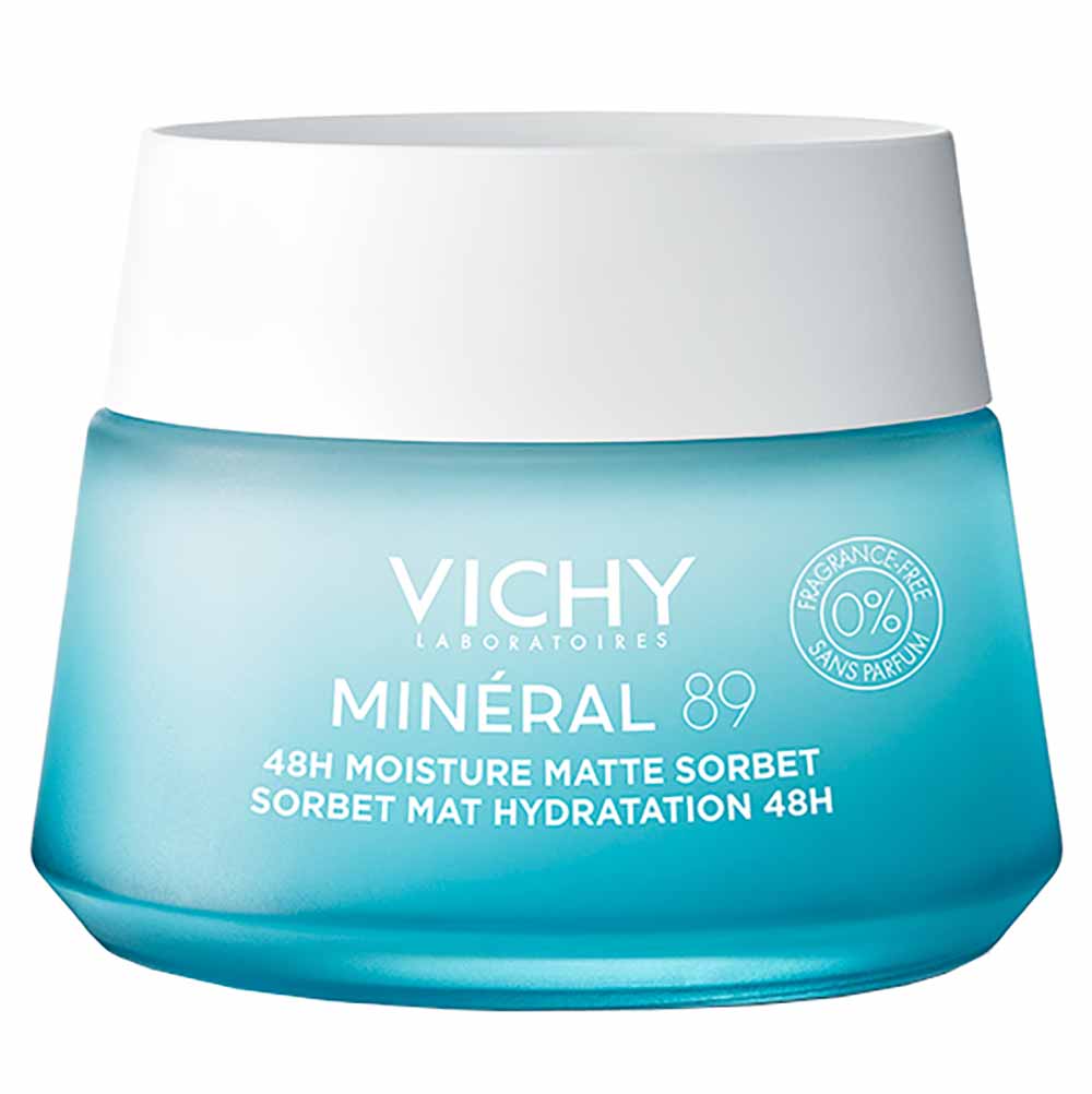 Gel Hidratação Facial Pele Oleosa e Mista Efeito Matte Vichy Minéral 89 Sorbet 48h 50ml