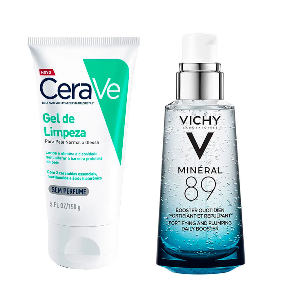 Vichy Mineral 89 e Cerave Kit – Sérum Facial + Gel de Limpeza Kit