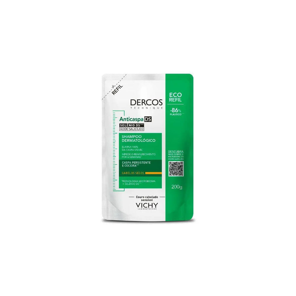 Refil Shampoo Anticaspa DS Vichy Dercos Dry Cabelos Secos 200g