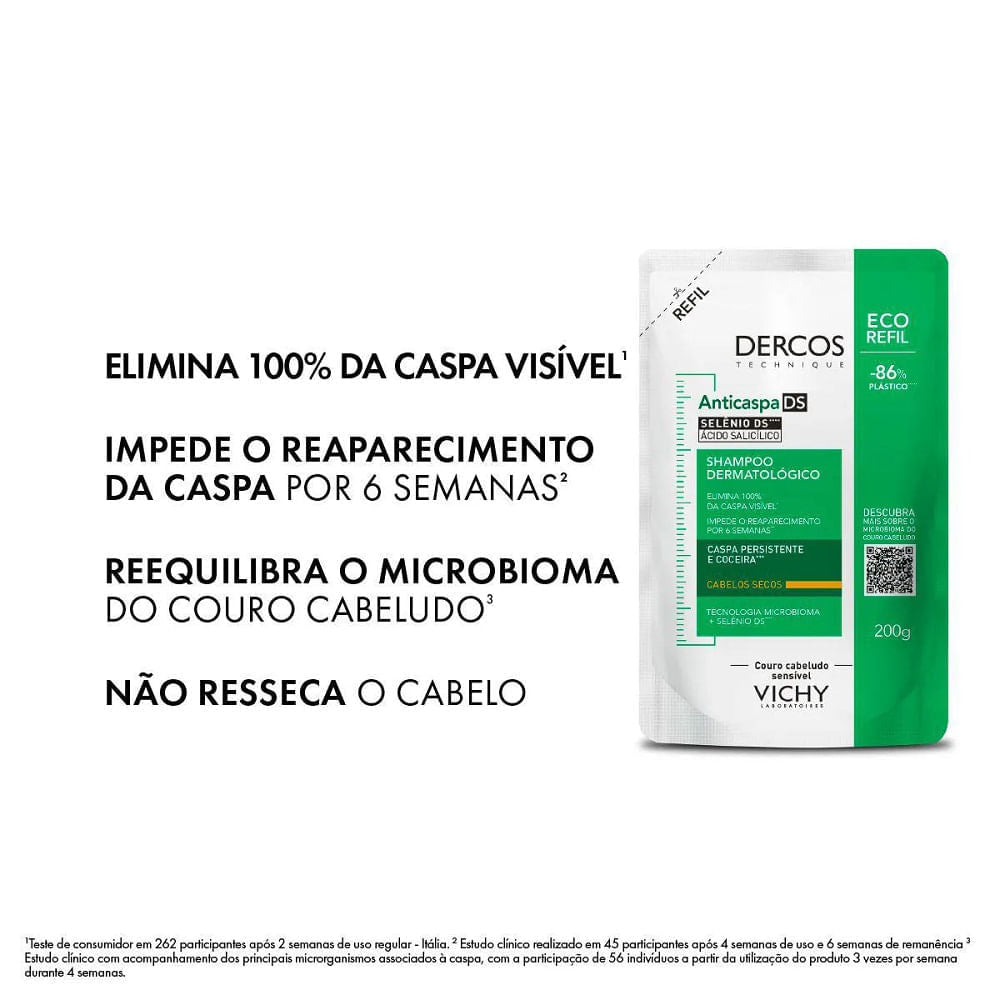 Refil Shampoo Anticaspa DS Vichy Dercos Dry Cabelos Secos 200g