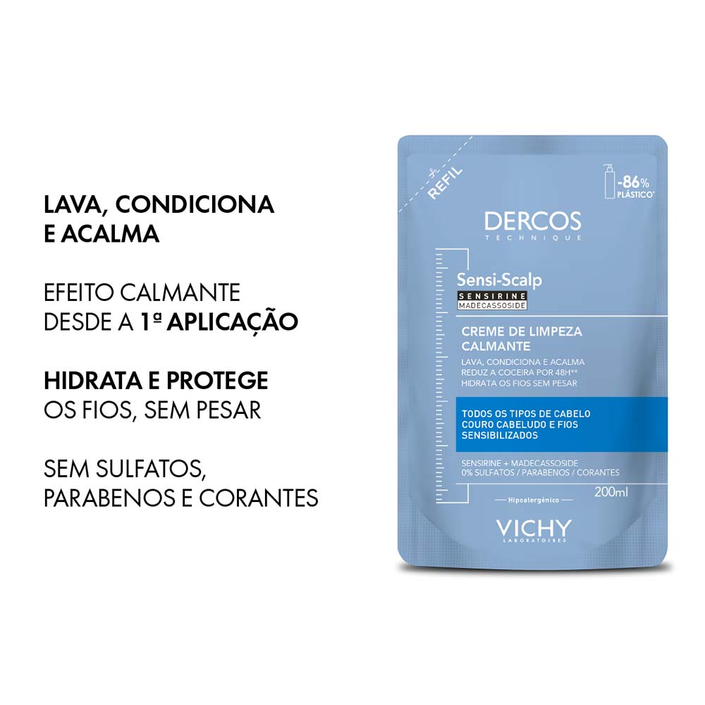 Creme de Limpeza Capilar Vichy Sensi-Scalp Dercos Refil 200ml