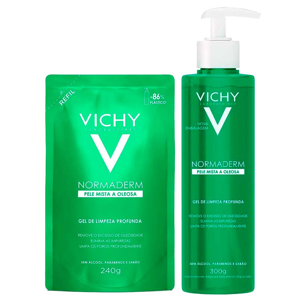 Vichy Normaderm Kit – Gel de Limpeza Facial Profunda 300g + Refil 240g Kit